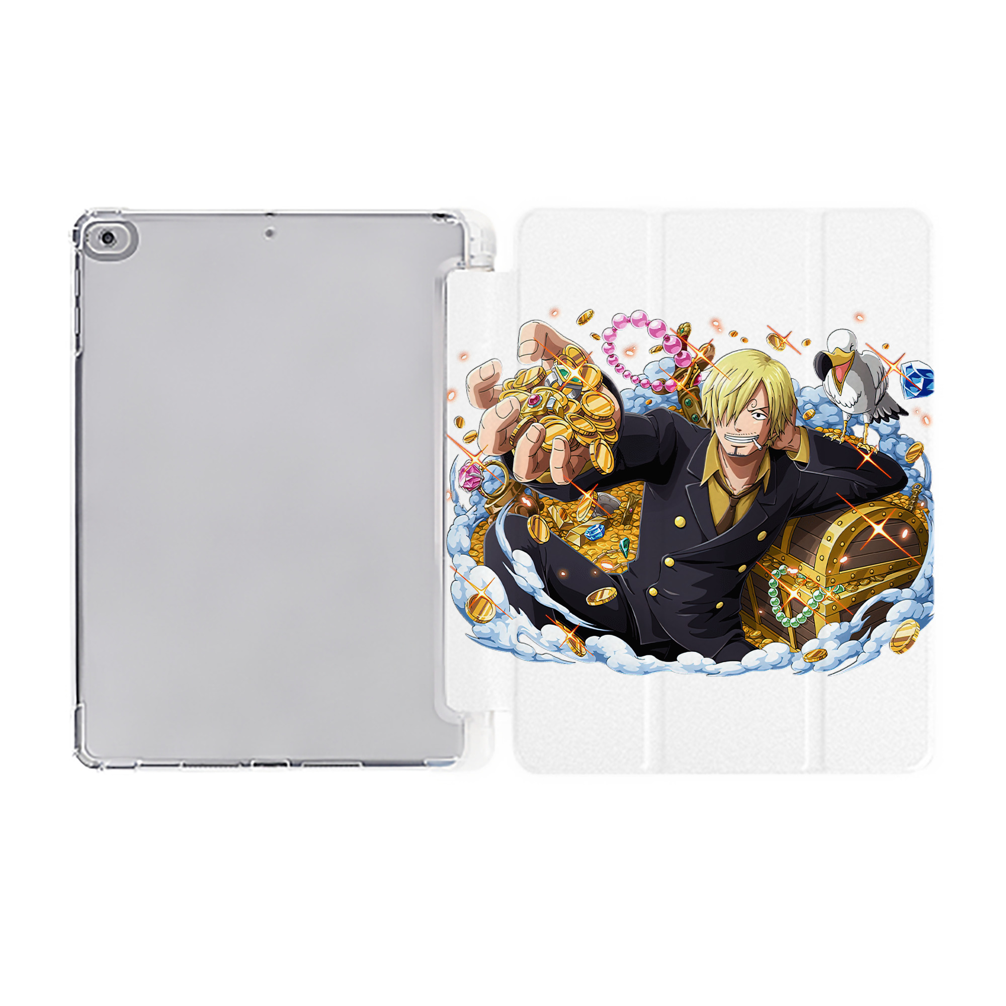 （画像用） ワンピース サンジ ONE PIECE Sanji IPad ケース ペン収納付き 三つ折りスタンド PUレザー×シリコン 対応機種9.5/10.5/10.9インチ